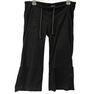 Babystyle Maternity Black Drawstring Slit Leg Cotton Blend Wide Leg Pants Small